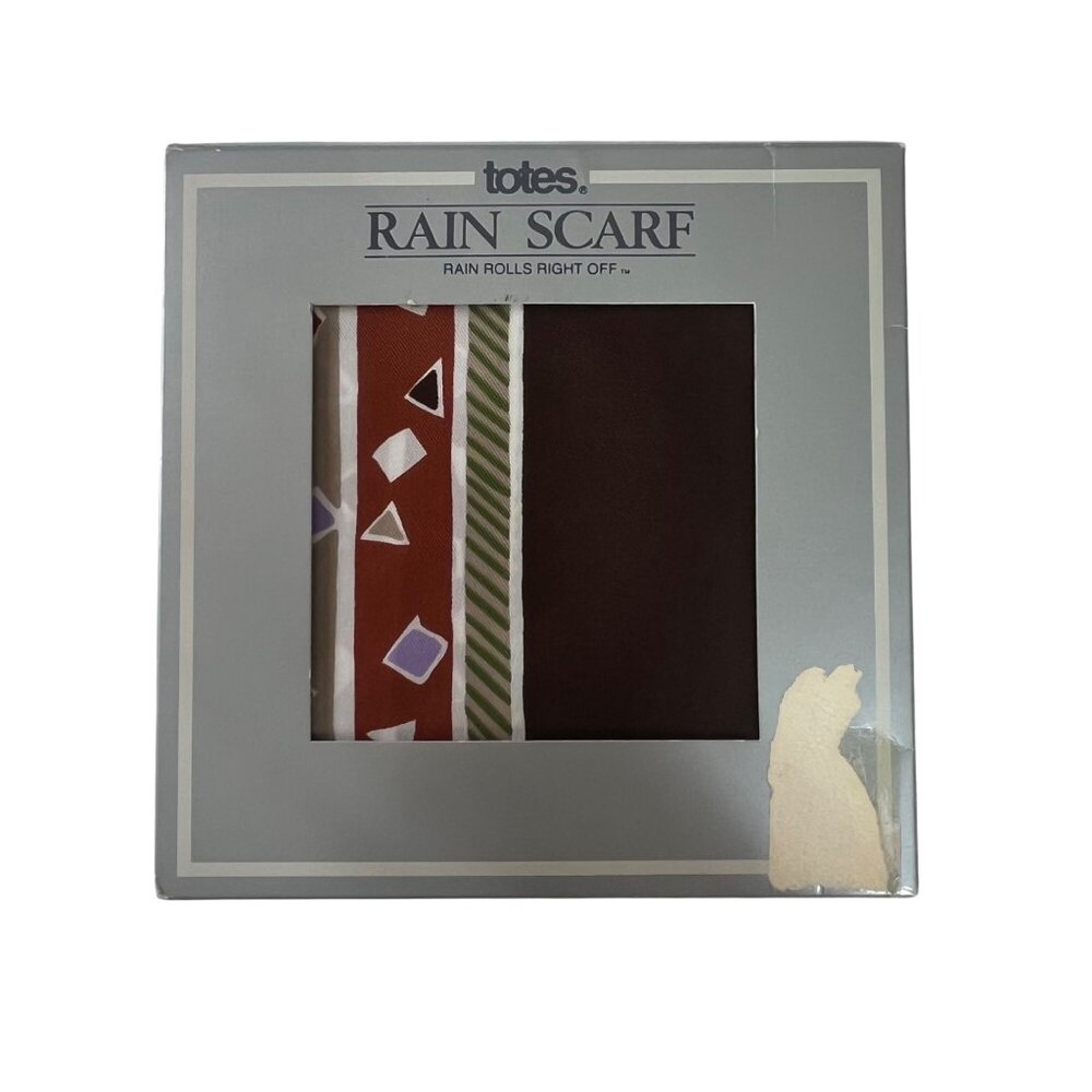 Vintage Totes Rain Scarf 27" Square Hat Band Cowl Turban Accessory Brown New